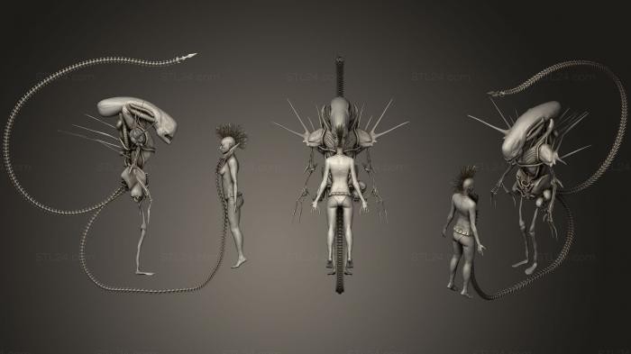 Figurines heroes, monsters and demons (Alien, STKM_0601) 3D models for cnc